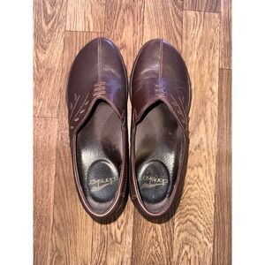 Dansko Brown Leather‎ Slip On Clogs Shoes Comfort Casual Walking Size 37